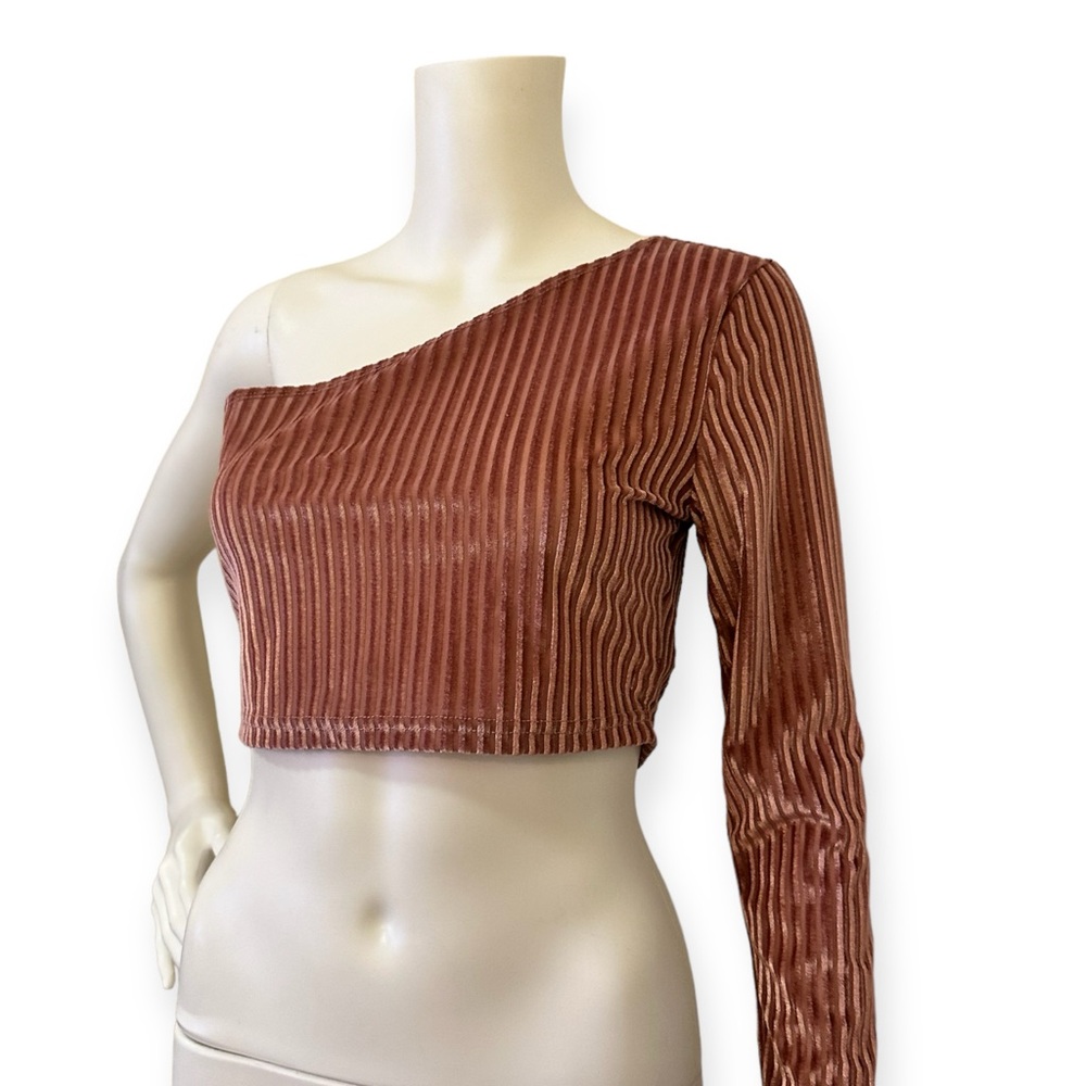 Velvet One Shoulder Crop Top